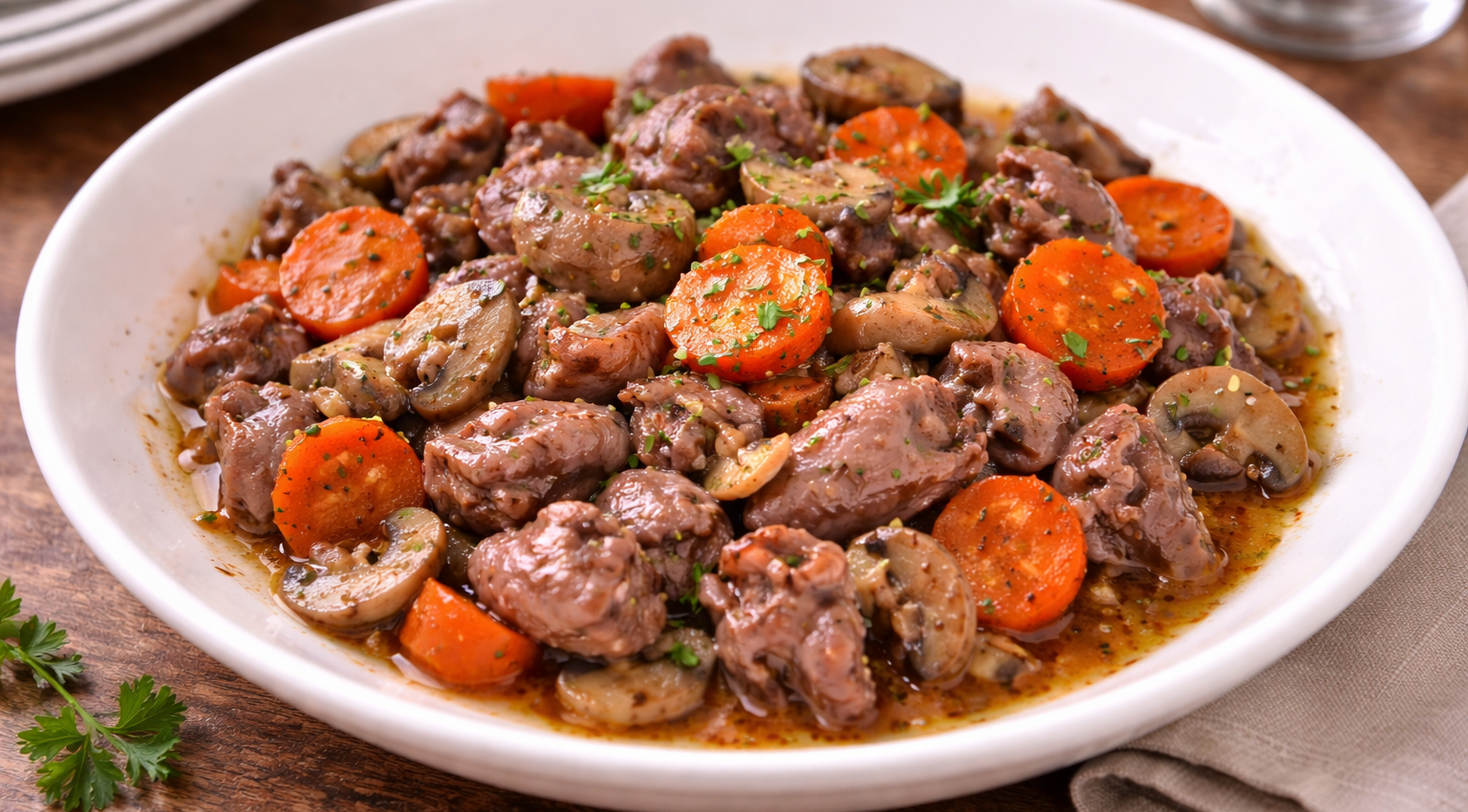 Gésiers fondants aux carottes et champignons au Cookeo