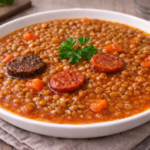 Lentilles express, chorizo et boudin de potiron au robot multi-cuiseur cookéo