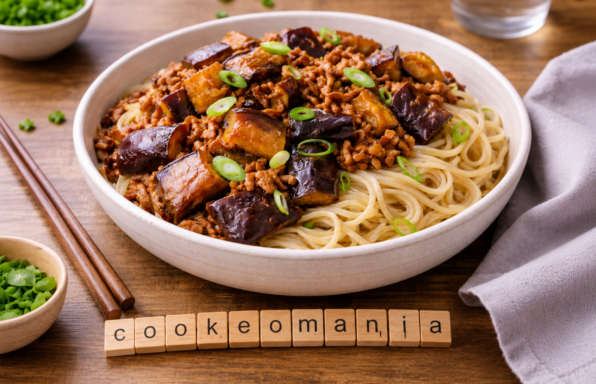 Nouilles sautées au porc et aubergines fondantes, façon Cookeo