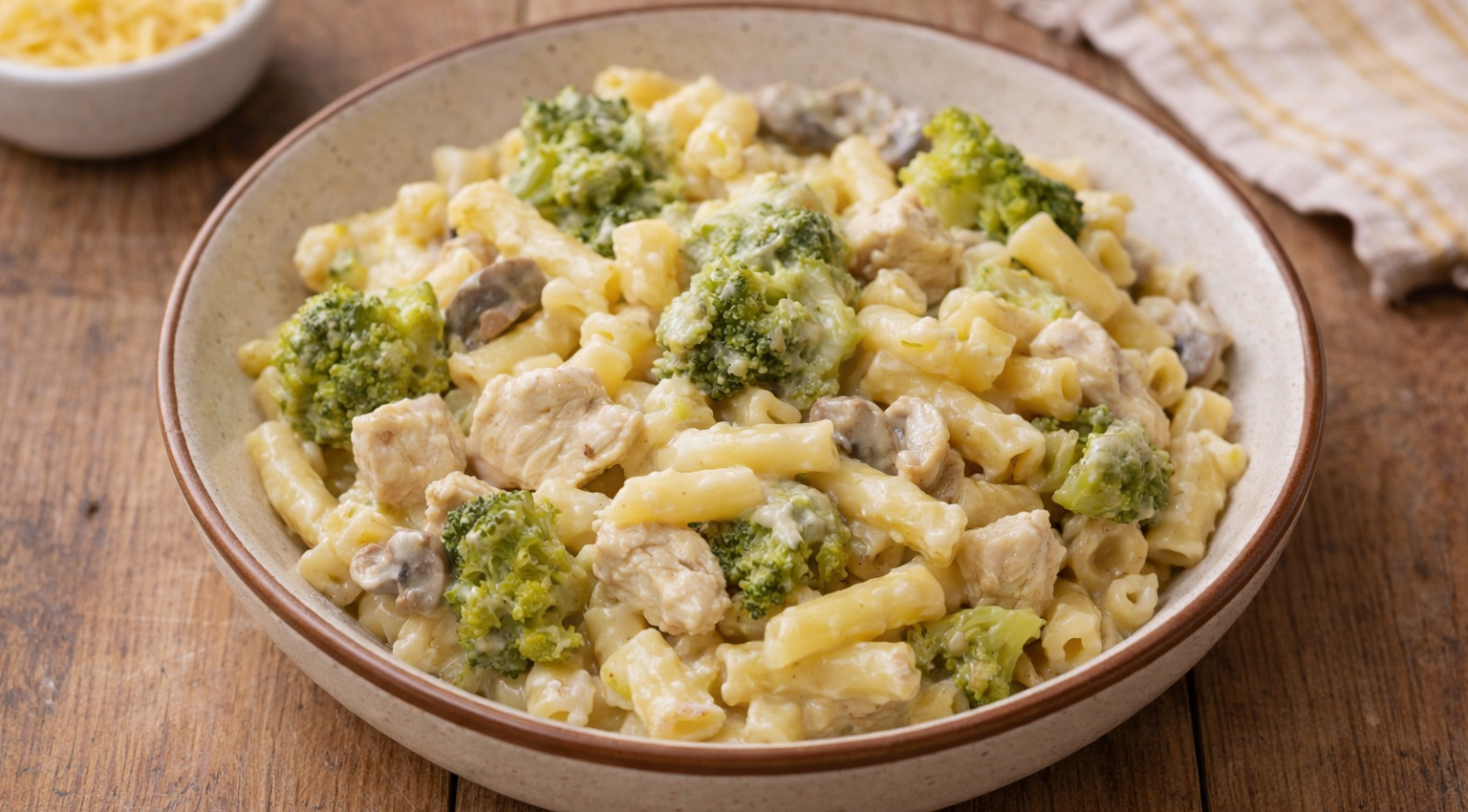 One-pot pâtes crémeuses poulet, brocoli et champignons au Cookeo