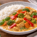 Poulet coco au curry rouge et légumes à l'autocuiseur Moulinex