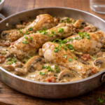 Poulet façon normande au cidre et champignons au robot multi-cuiseur cookéo