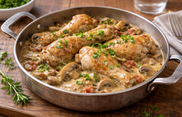 Poulet façon normande au cidre et champignons au Cookeo