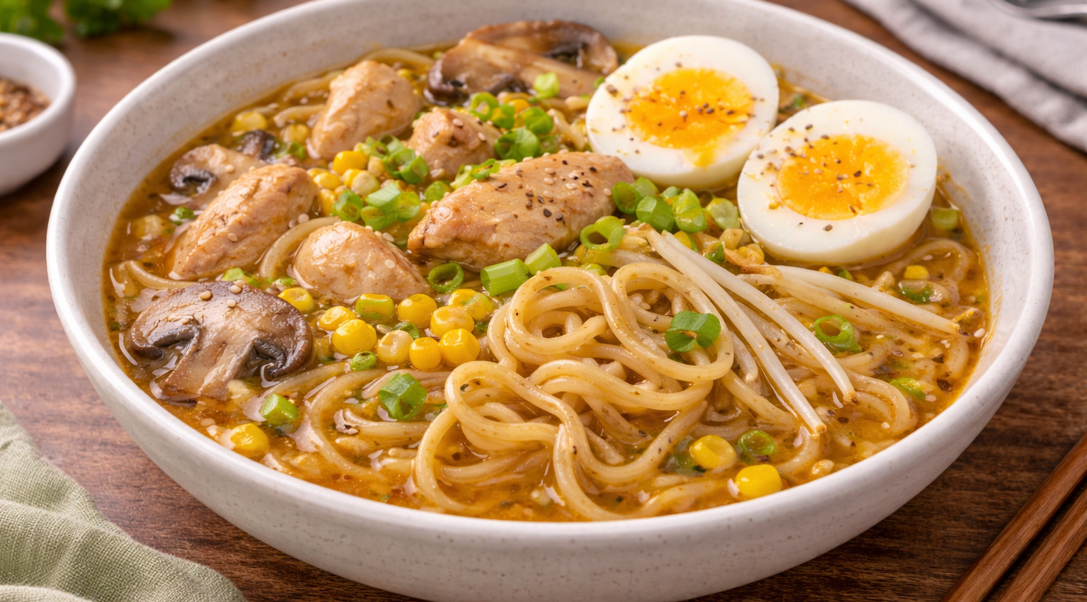 Ramen express miso-soja au poulet au Cookeo