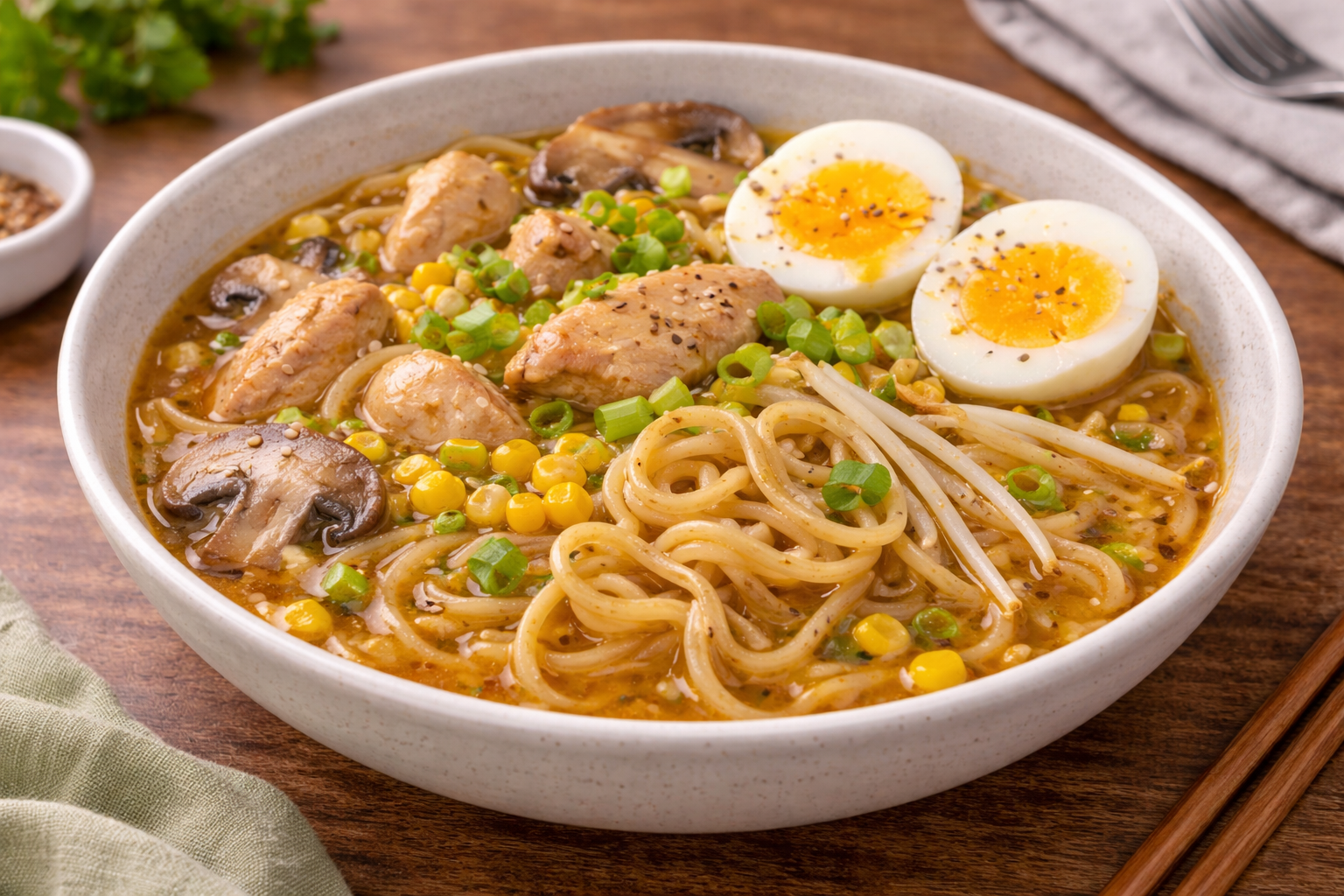 Ramen express miso-soja au poulet au Cookeo