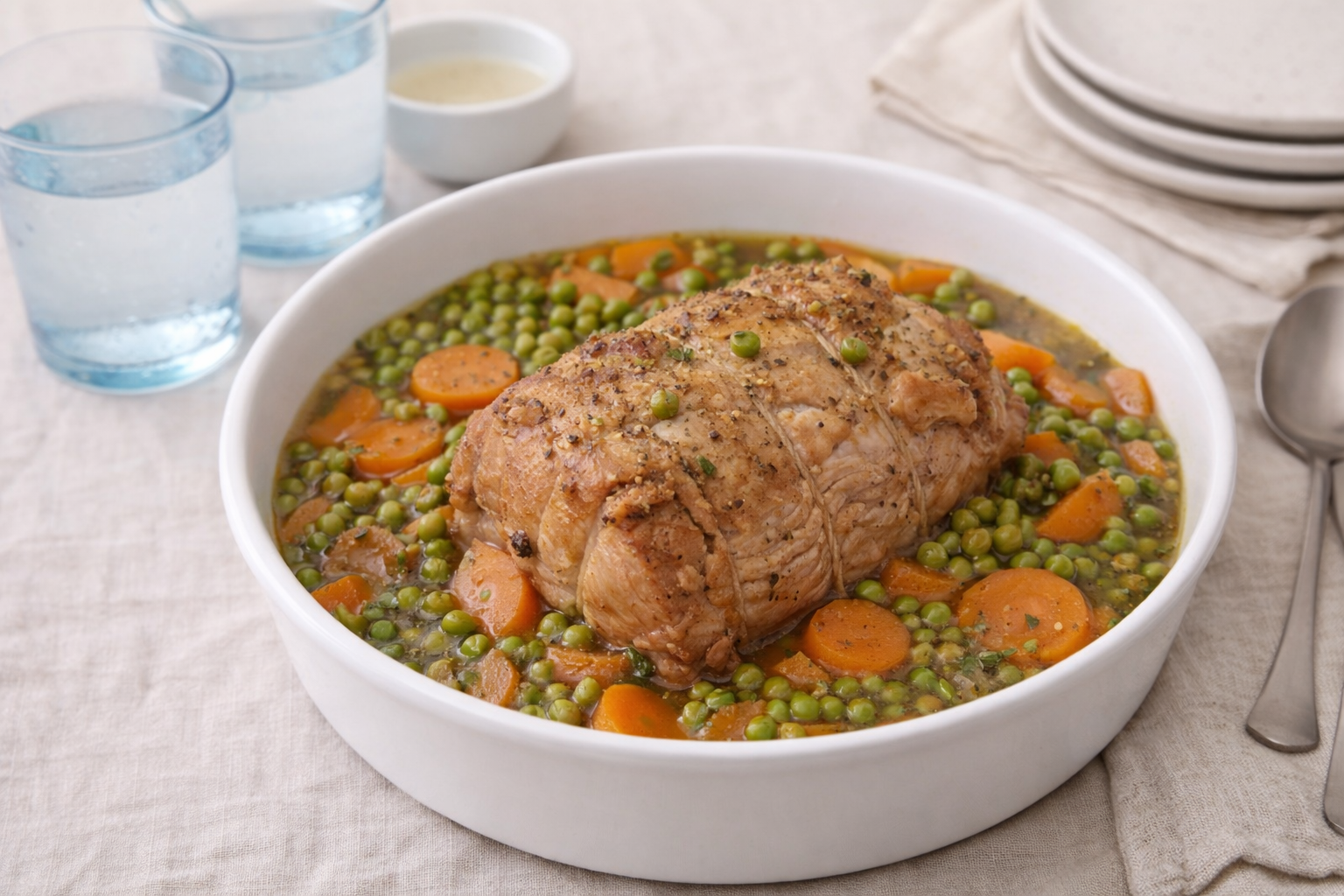 Rôti de porc fondant au cidre et légumes au Cookeo