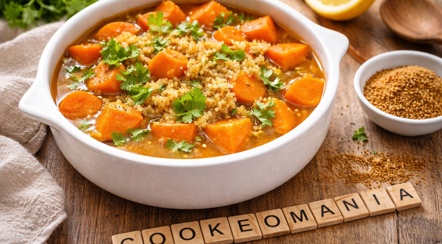 Bouillon de patate douce, carottes et quinoa au Cookeo