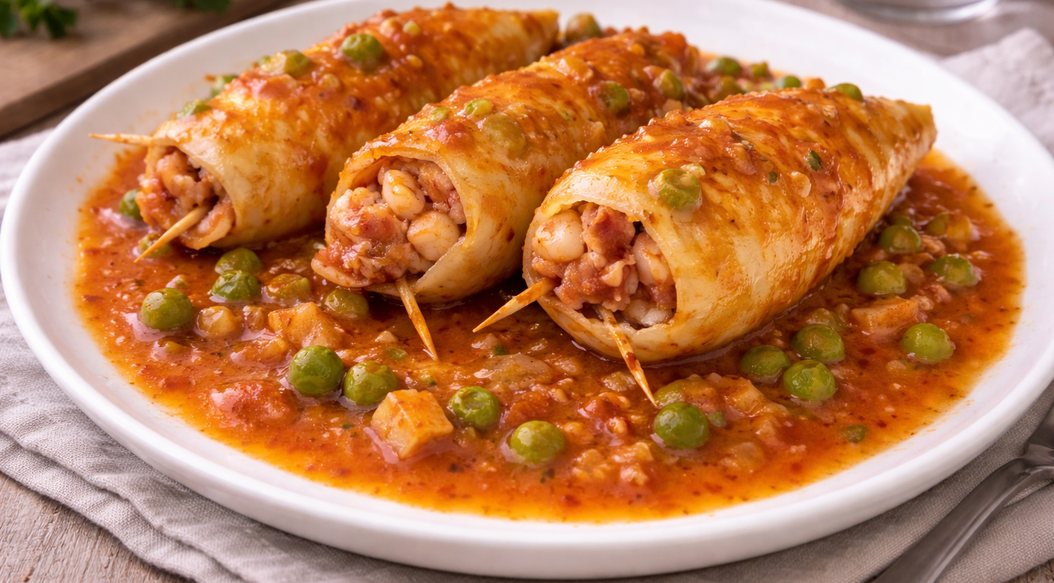 Calamars farcis aux crevettes et surimi au Cookeo, sauce tomate