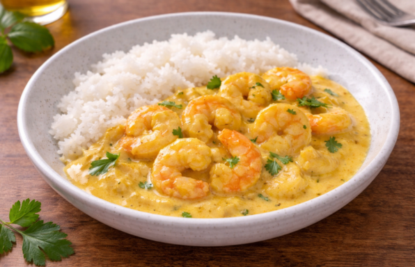 Gambas crémeuses au curry et coco au Cookeo