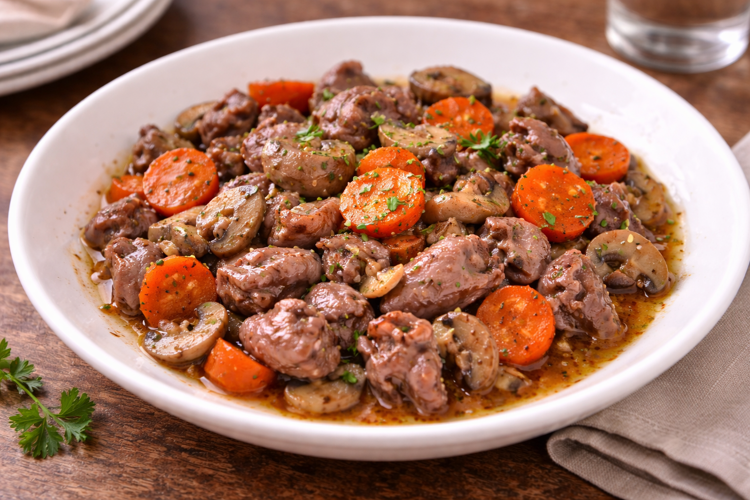 Gésiers fondants aux carottes et champignons au Cookeo