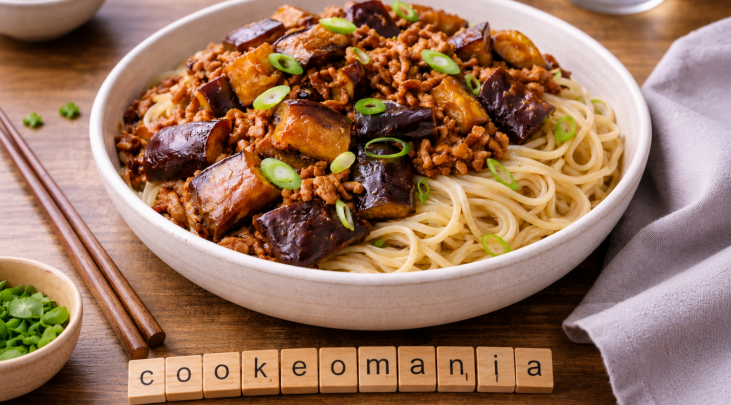 Nouilles sautées au porc et aubergines fondantes, façon Cookeo