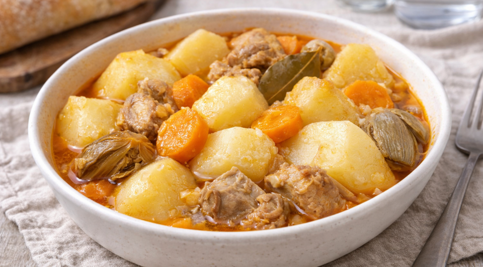 Pommes de terre mijotées aux côtes de porc et légumes au Cookeo