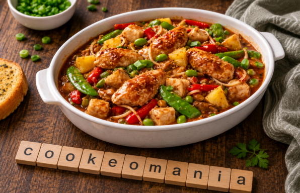Poulet exotique sucré-salé au Cookeo, ananas, légumes croquants et sauce asiatique