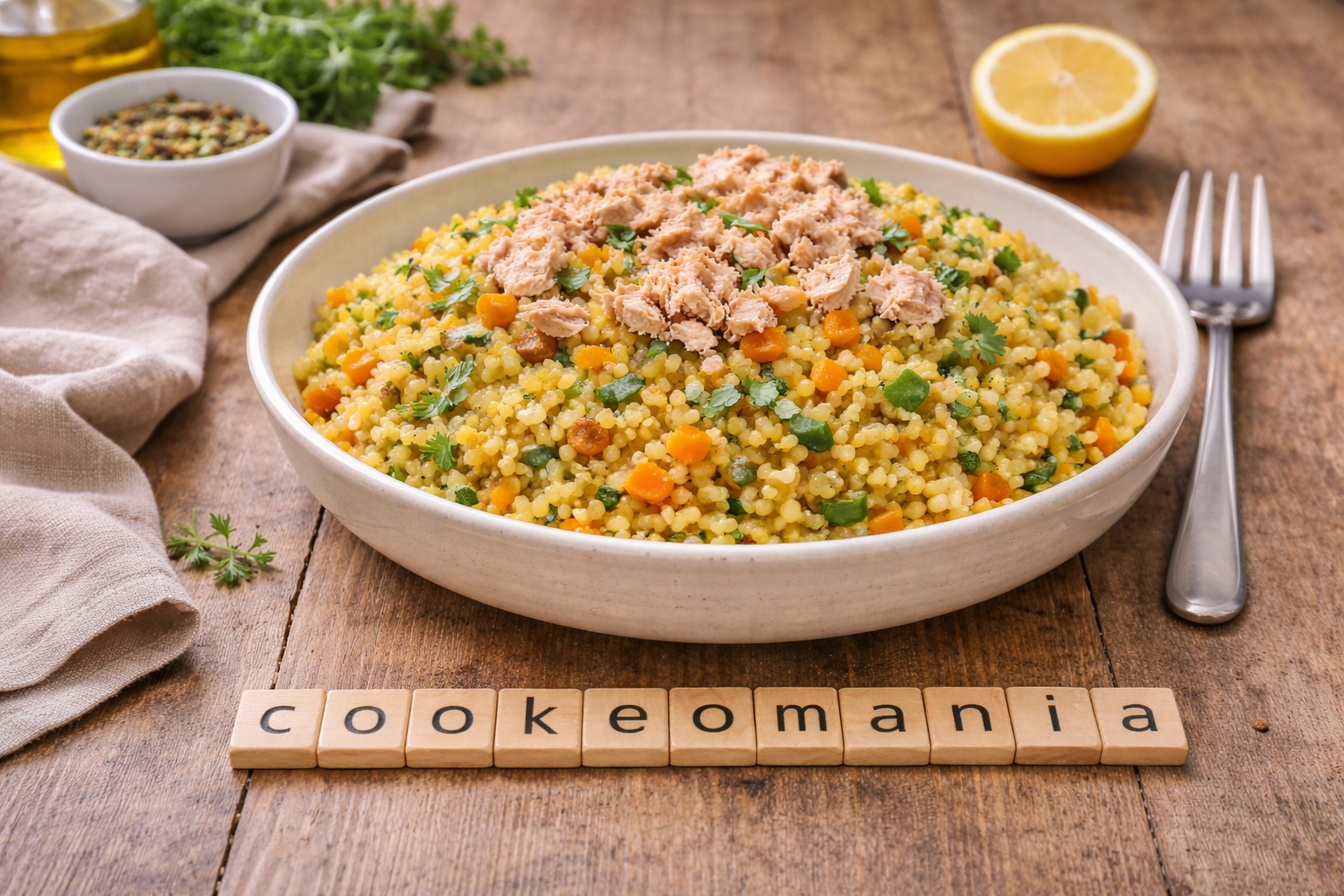 Salade de blé au thon et légumes croquants au cookeo