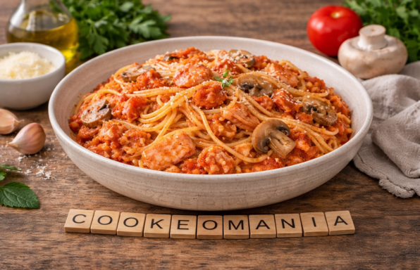 Spaghettis au saumon et champignons au Cookeo