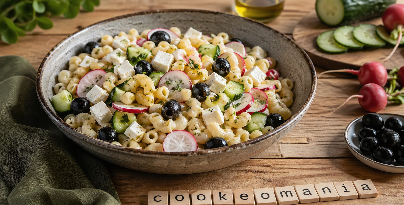 Salade de coquillettes à la feta et légumes croquants au Cookeo