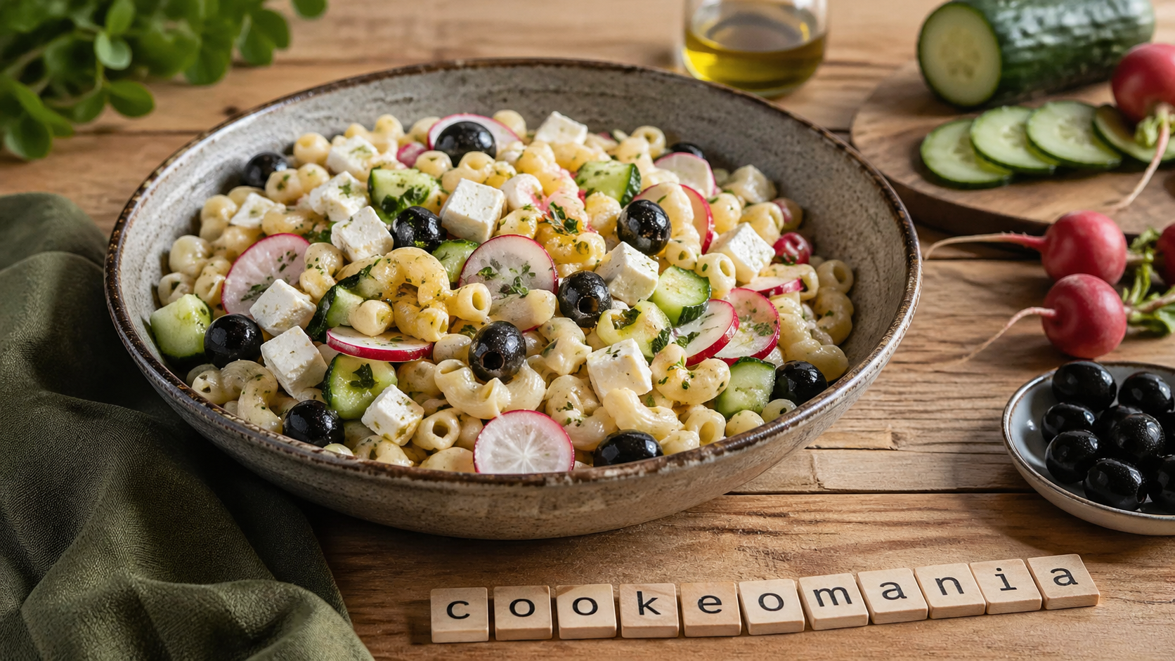 Salade de coquillettes à la feta et légumes croquants au Cookeo