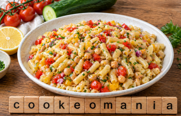 Salade de macaroni végétarienne aux pois chiches