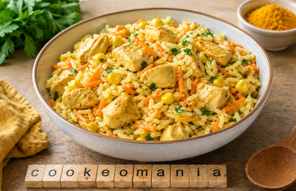Salade de riz au poulet curry léger au Cookeo, savoureuse et équilibrée