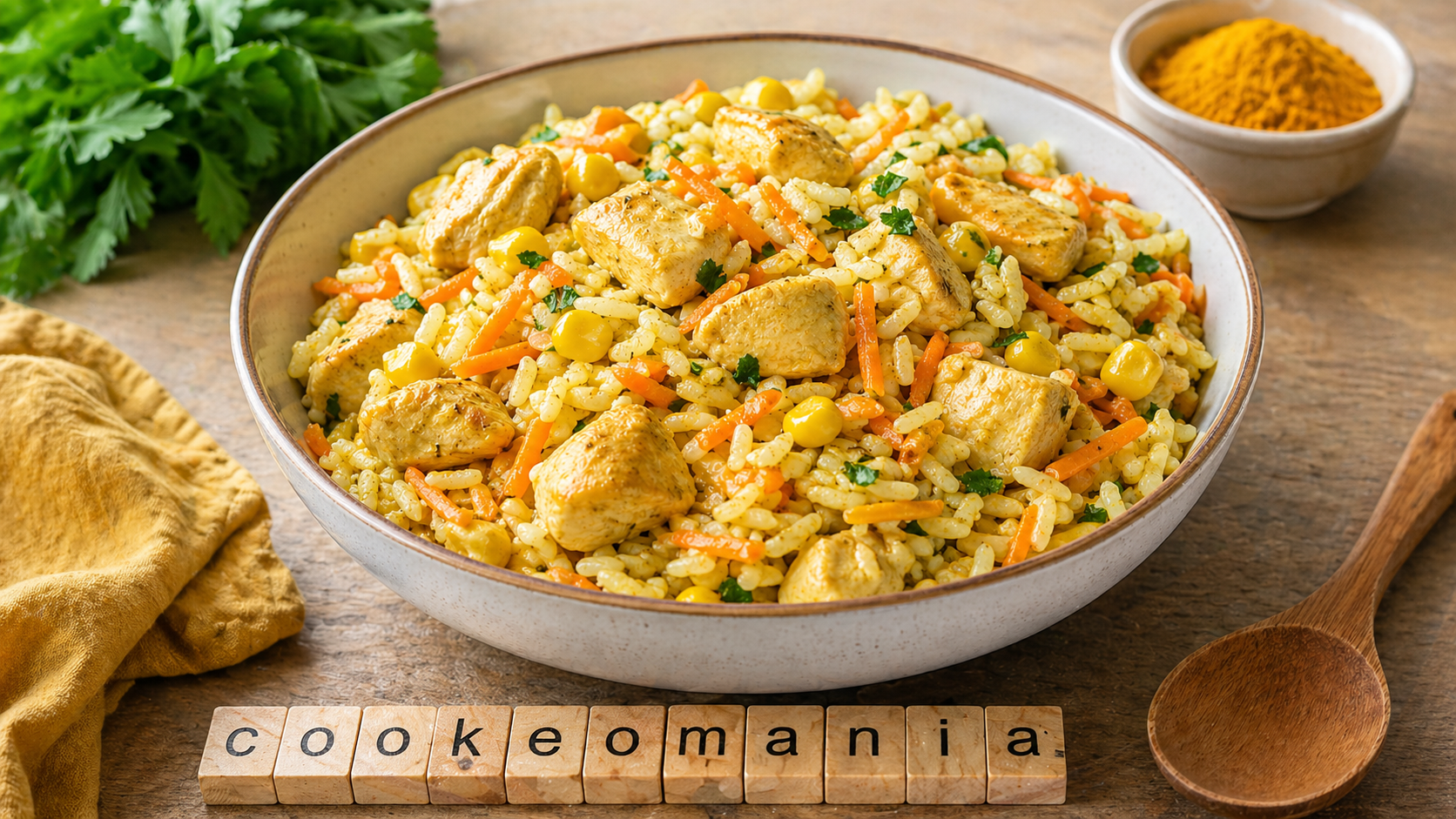 Salade de riz au poulet curry léger au Cookeo, savoureuse et équilibrée