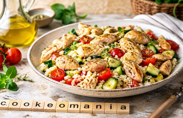 Salade de riz au poulet méditerranéen au Cookeo, ensoleillée et gourmande