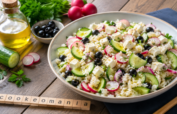 Salade de riz feta et légumes croquants au Cookeo, fraîche et savoureuse