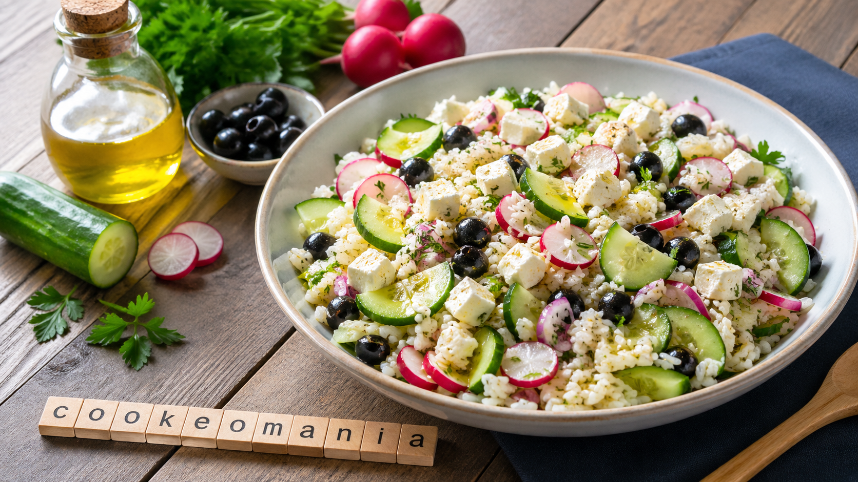 Salade de riz feta et légumes croquants au Cookeo, fraîche et savoureuse