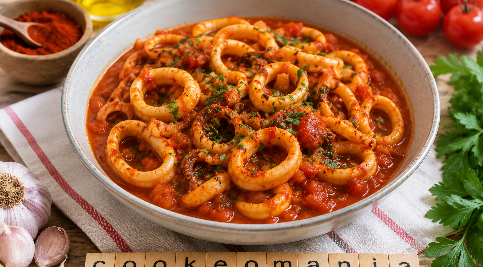 Calamars à la tomate et paprika