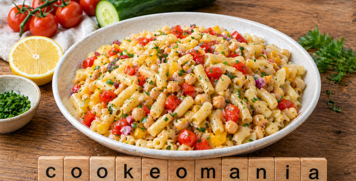Salade de macaroni végétarienne aux pois chiches