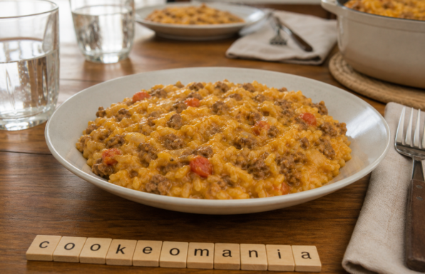 Riz façon cheeseburger au Cookeo, fondant au bœuf haché et cheddar