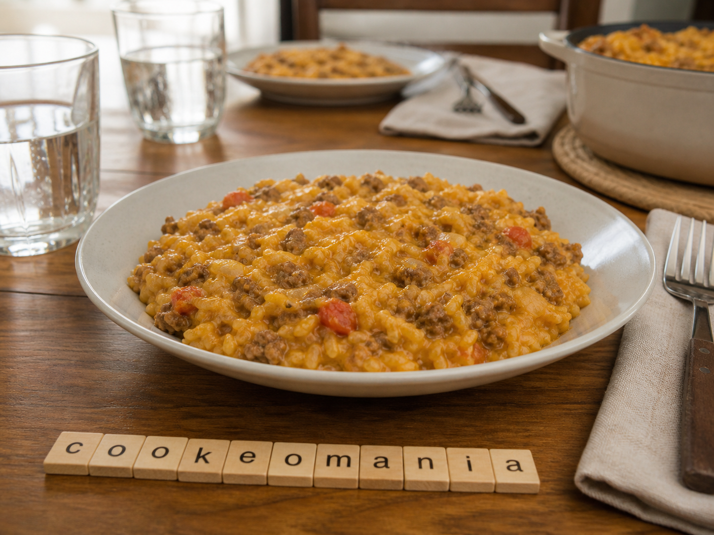 Riz façon cheeseburger au Cookeo, fondant au bœuf haché et cheddar