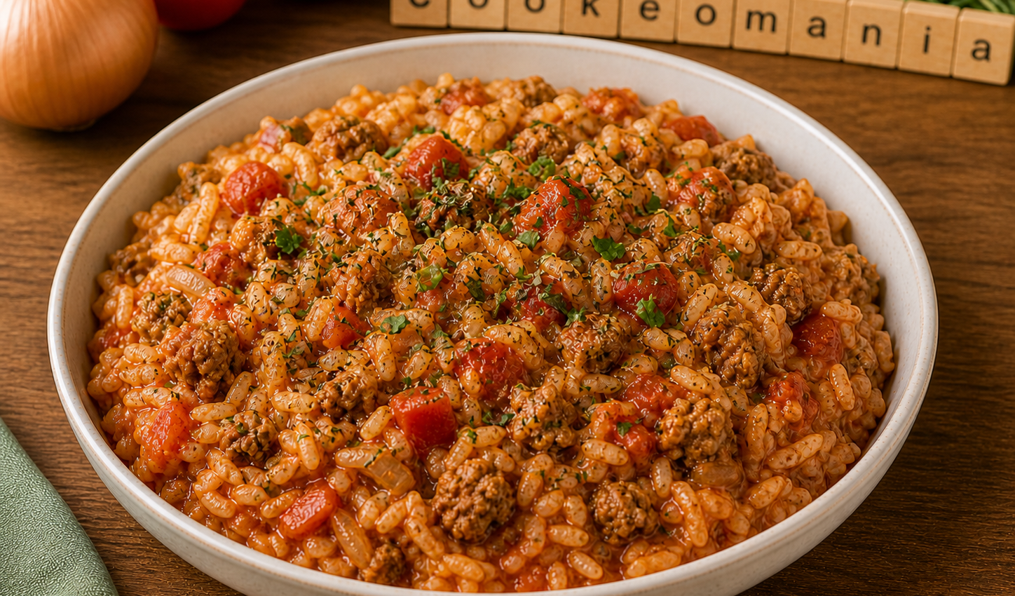 Riz à la tomate et farce de légumes façon tomate farcie