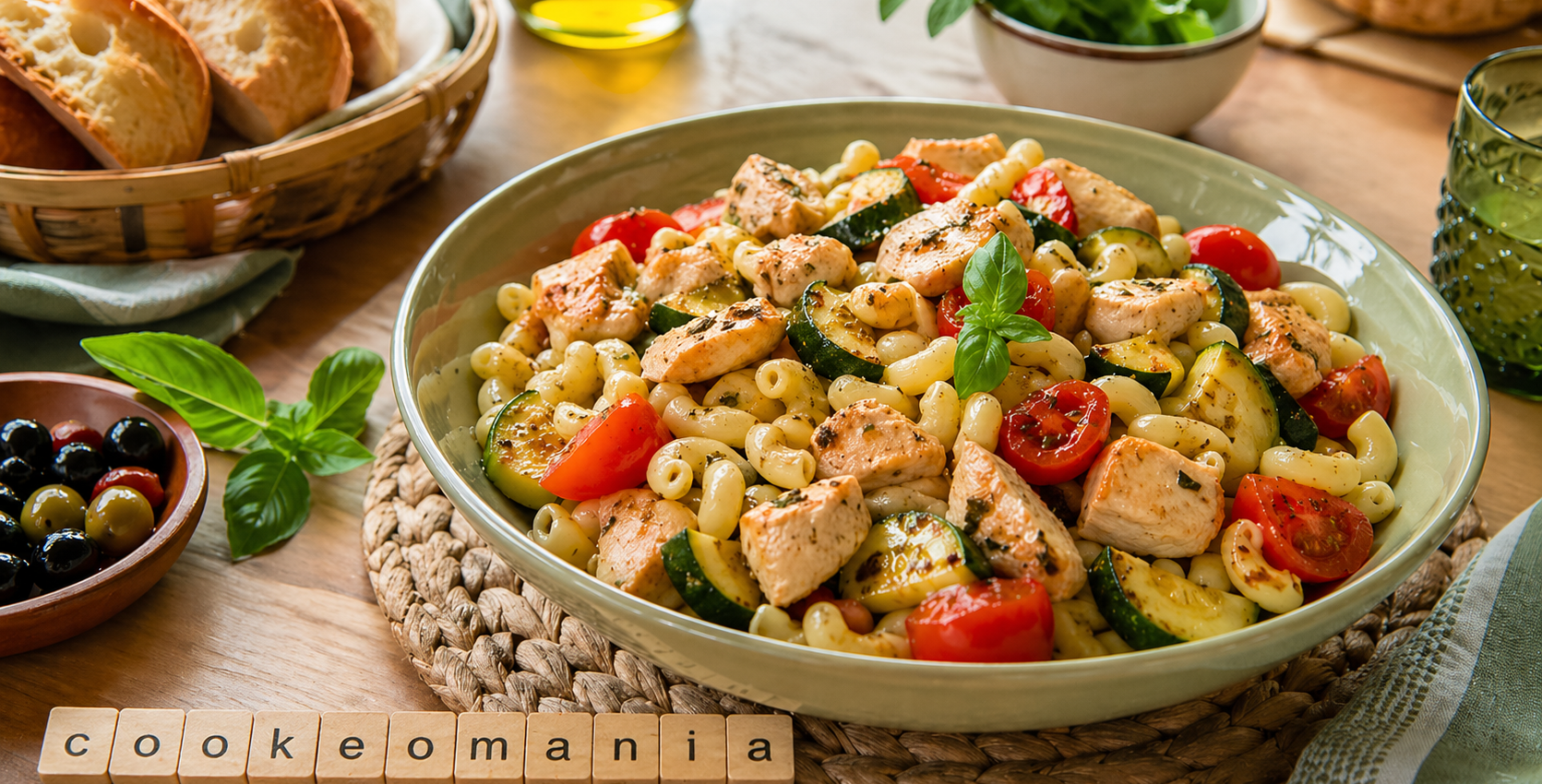 Salade de macaroni au poulet méditerranéen