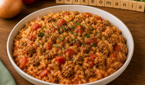 Riz à la tomate et farce de légumes façon tomate farcie