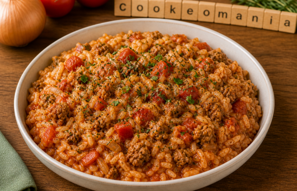 Riz à la tomate et farce de légumes façon tomate farcie