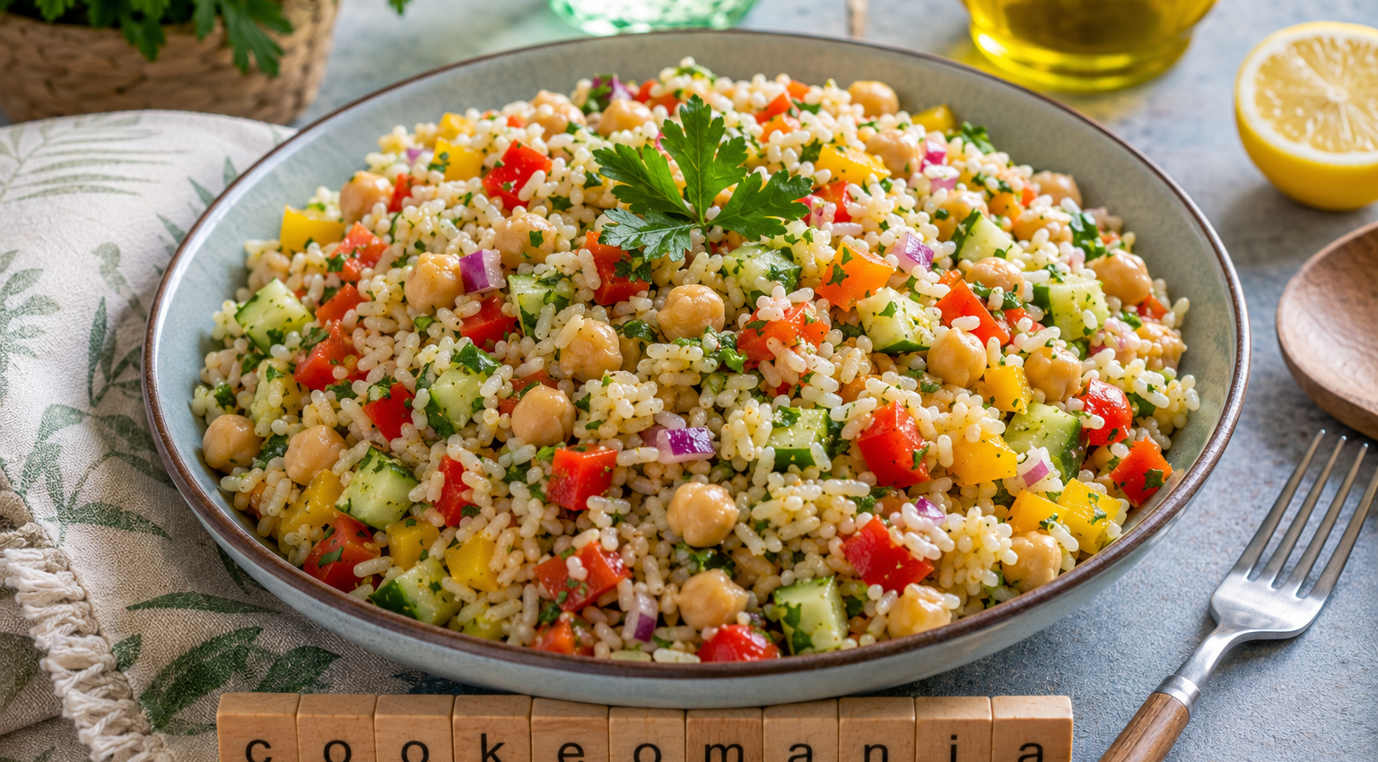 Salade de riz végétarienne aux pois chiches au Cookeo, simple et nourrissante