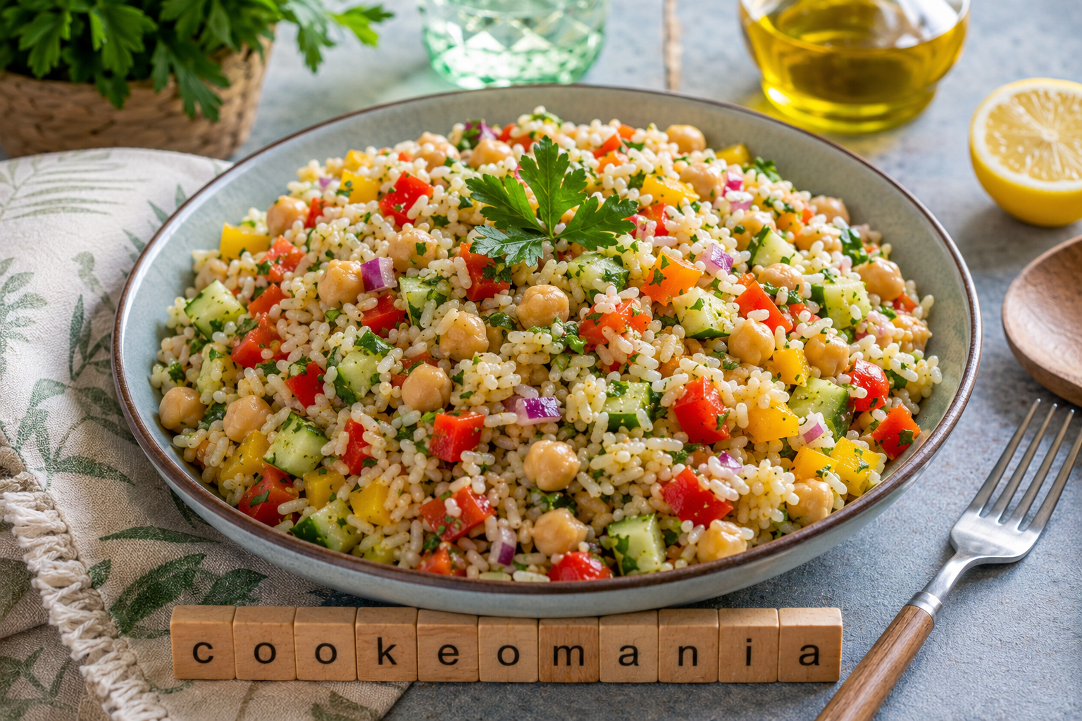 Salade de riz végétarienne aux pois chiches au Cookeo, simple et nourrissante