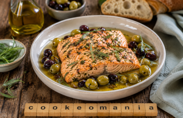 Pavés de truite confits à l’huile d’olive, olives et estragon (Cookeo)