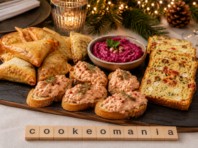 Bouchées et rillettes servies pour un apéritif de Noël