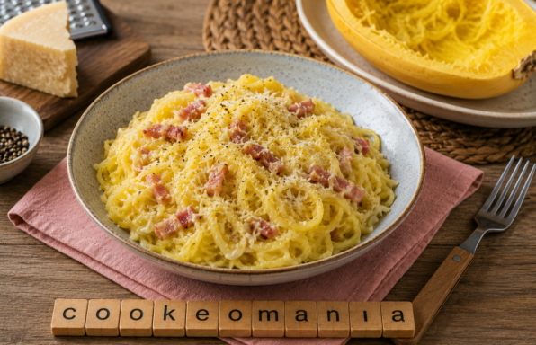 Courge spaghetti crémeuse façon carbonara