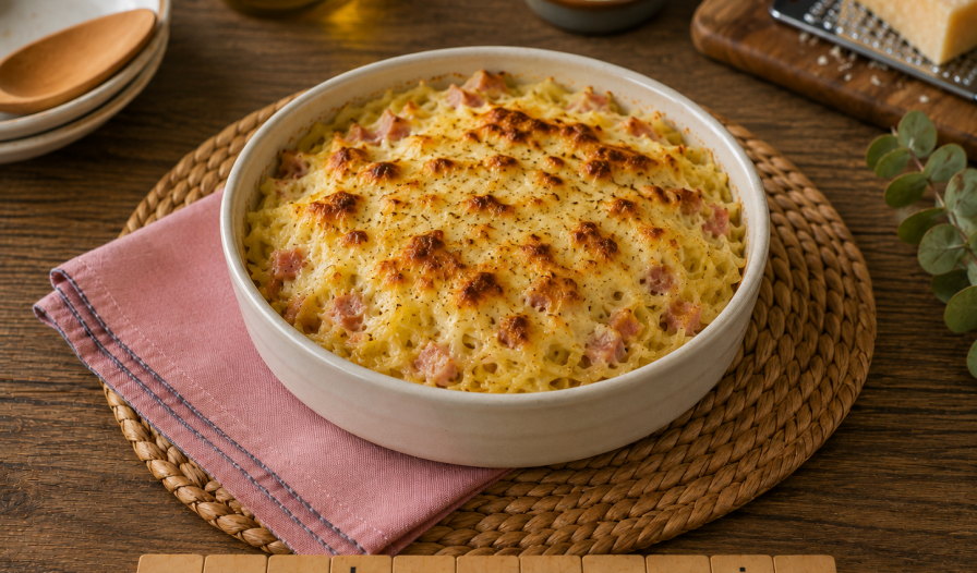 Gratin de courge spaghetti au jambon et mozzarella avec l’Extra Crisp