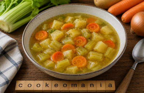Soupe rustique au céleri-branche, carottes et pommes de terre