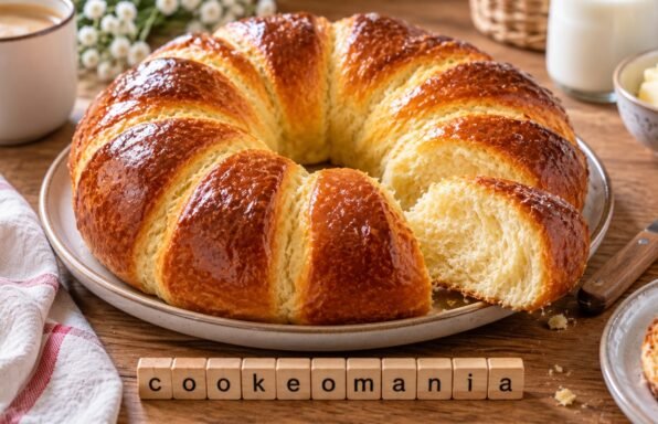 Brioche facile en couronne, dorée et moelleuse