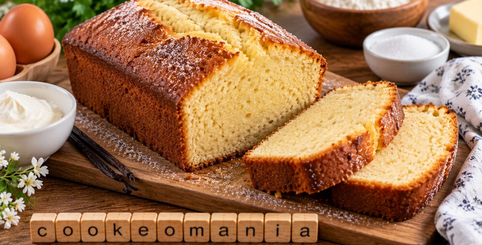 Cake au fromage blanc saveur vanille, moelleux et doré