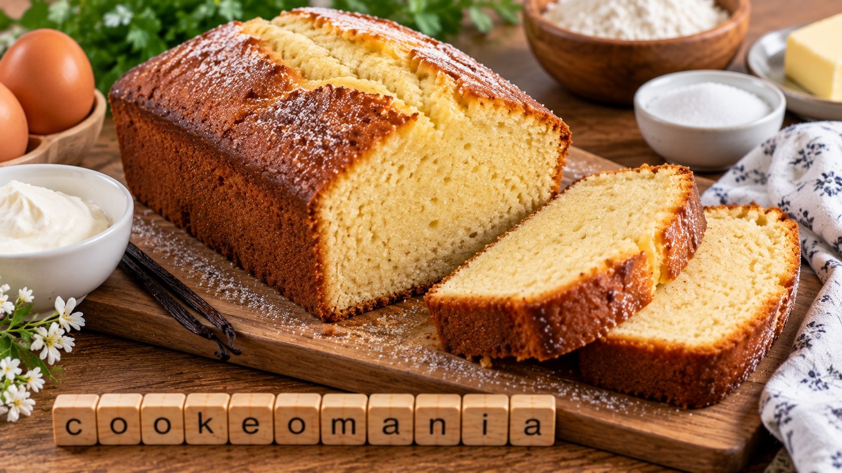 Cake au fromage blanc saveur vanille, moelleux et doré