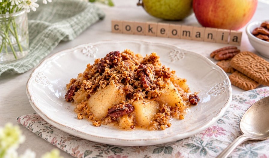 Crumble pomme-poire aux spéculoos et noix de pécan