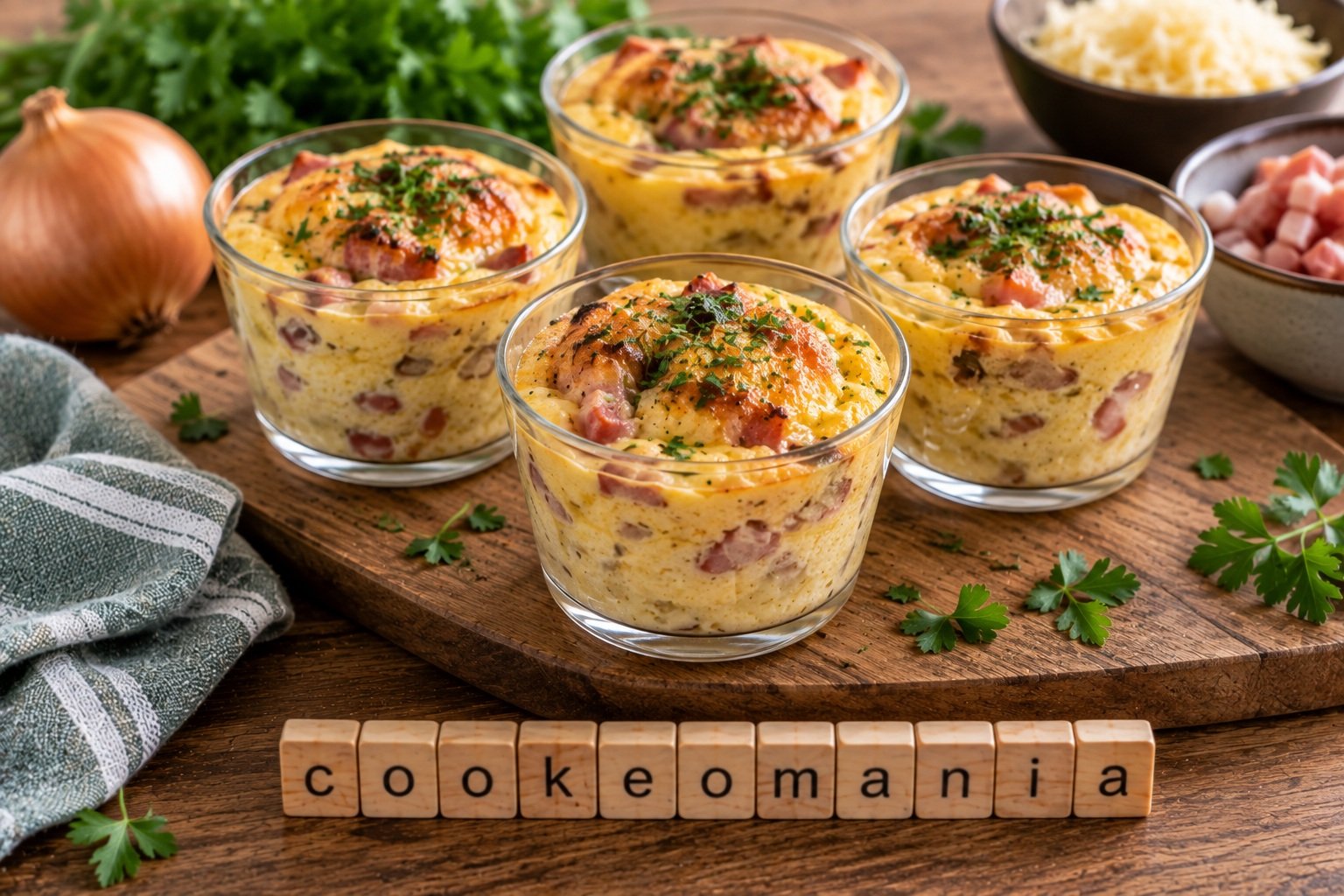 Flans salés aux lardons et gruyère en verrines
