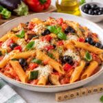 Penne méditerranéennes aux légumes et mozzarella fondante au cookéo