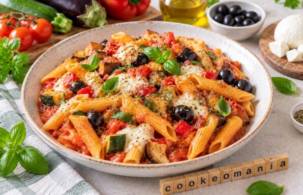 Penne méditerranéennes aux légumes et mozzarella fondante