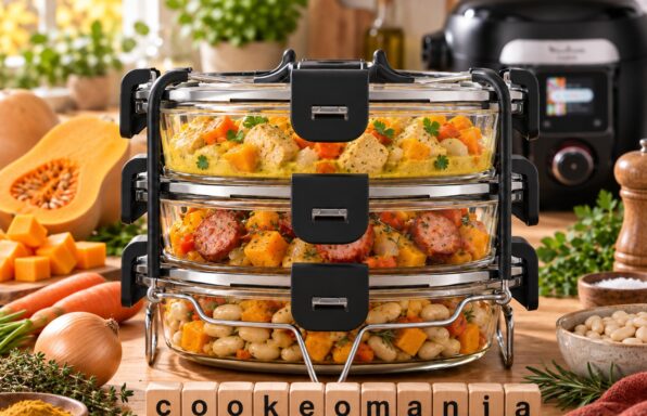 Trois repas à la butternut dans le Batchcooker Moulinex : dinde au curry et lait de coco, saucisse fumée aux légumes et haricots blancs au romarin.